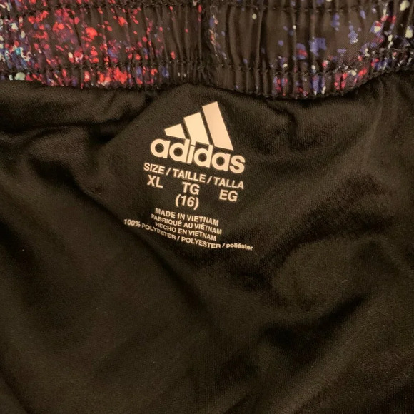 Adidas black with colorful splatter print - very cute and colorful! - Picture 2 of 5